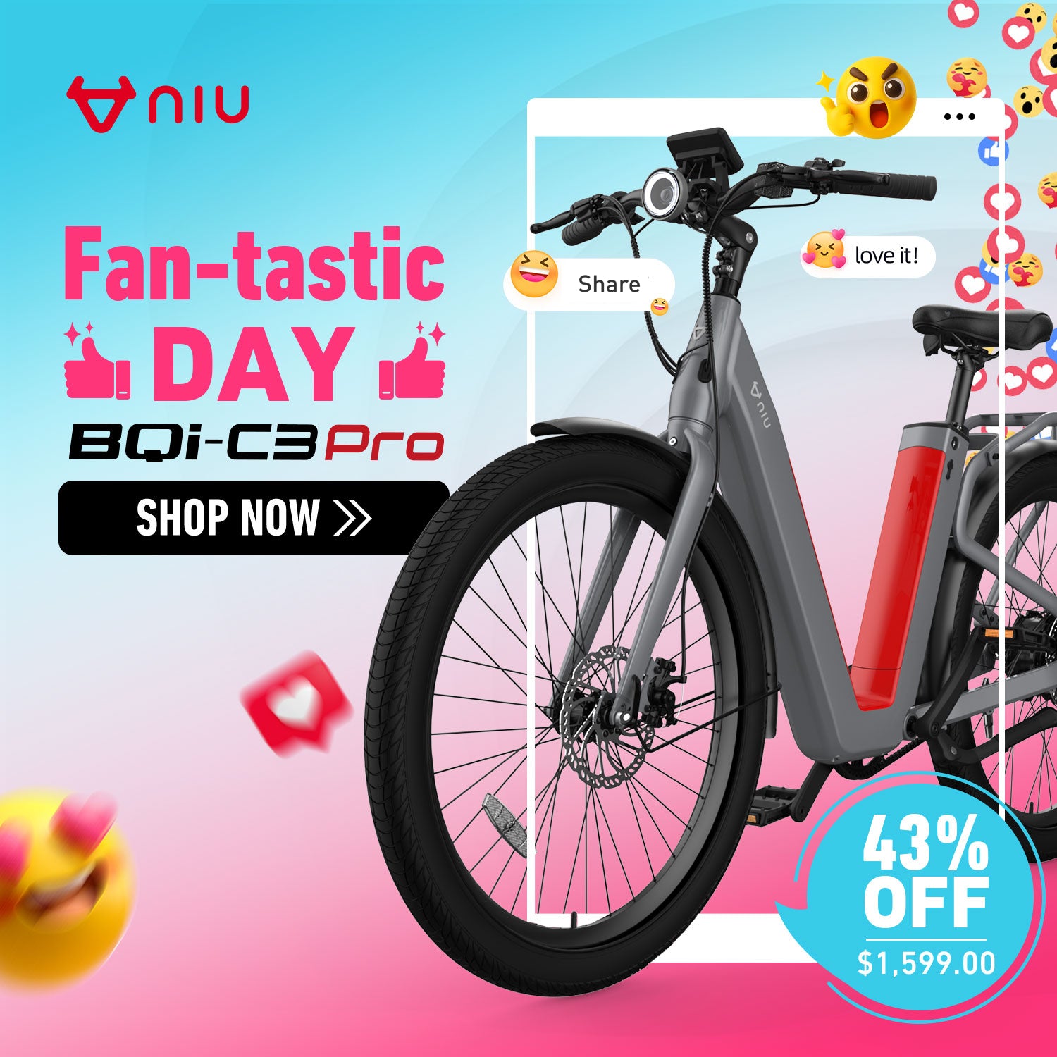 NIU BQi-C3 Pro Ebike Speed 25km/h | Range 150km