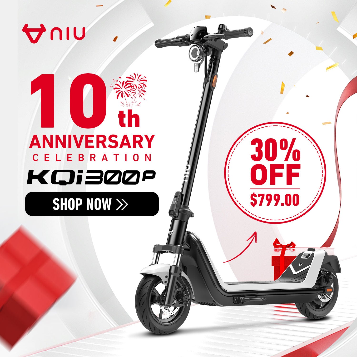 NIU KQi 300P All-Terrain Suspension Electric Scooter 32km/h | Range 48km