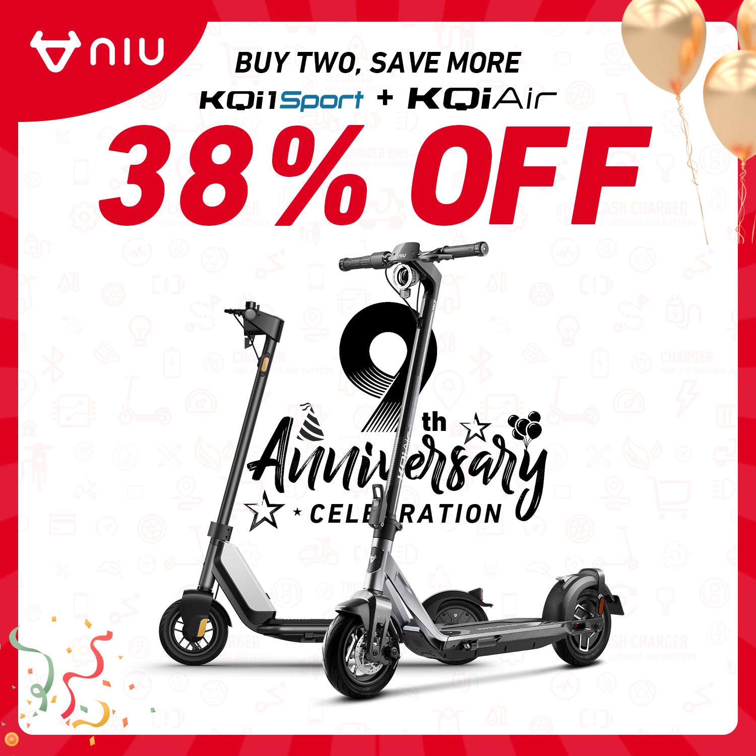 KQi Air Electric Scooter + KQi1 Sport Bundle