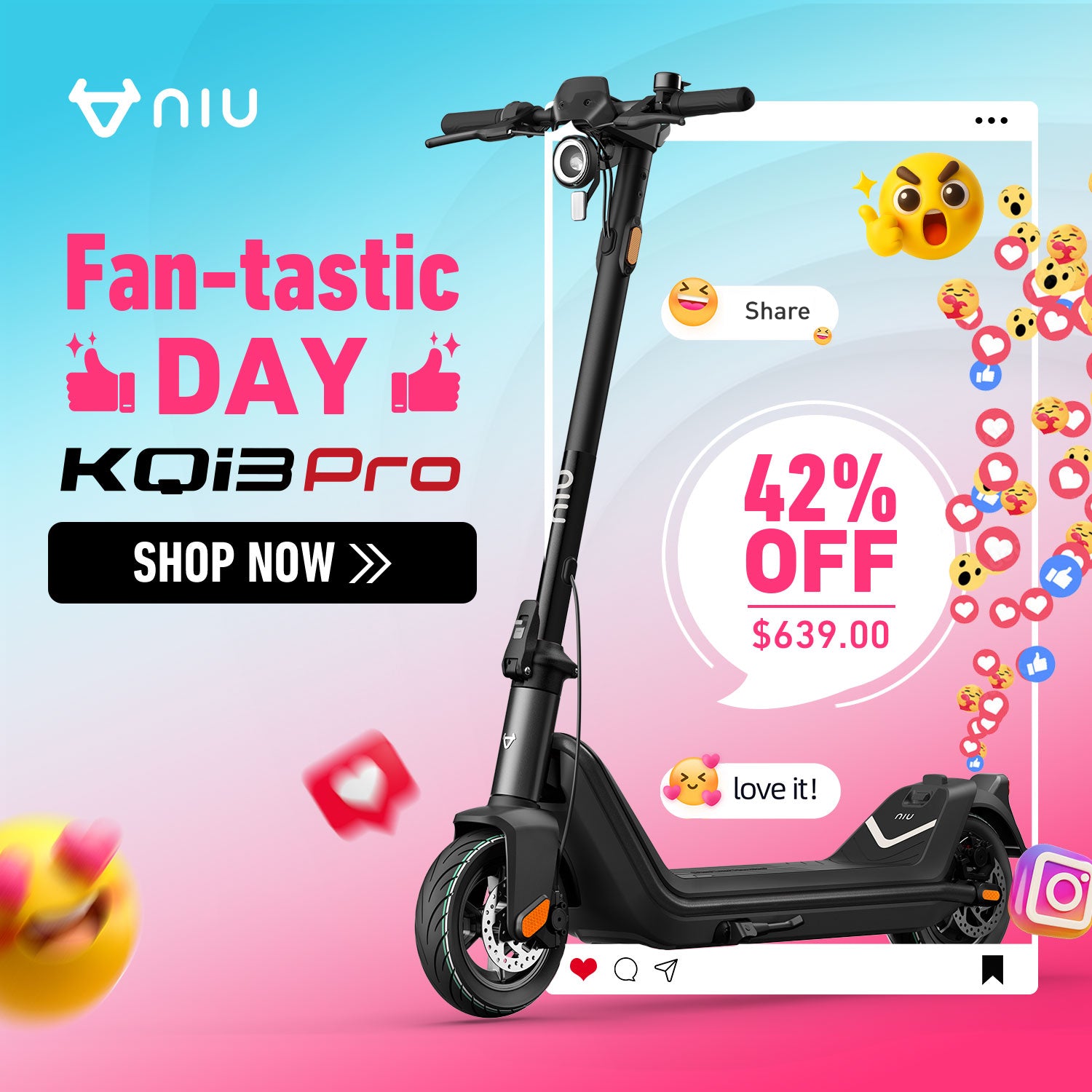 NIU KQi3 Pro Electric Kick Scooter 32km/h | Range 50km