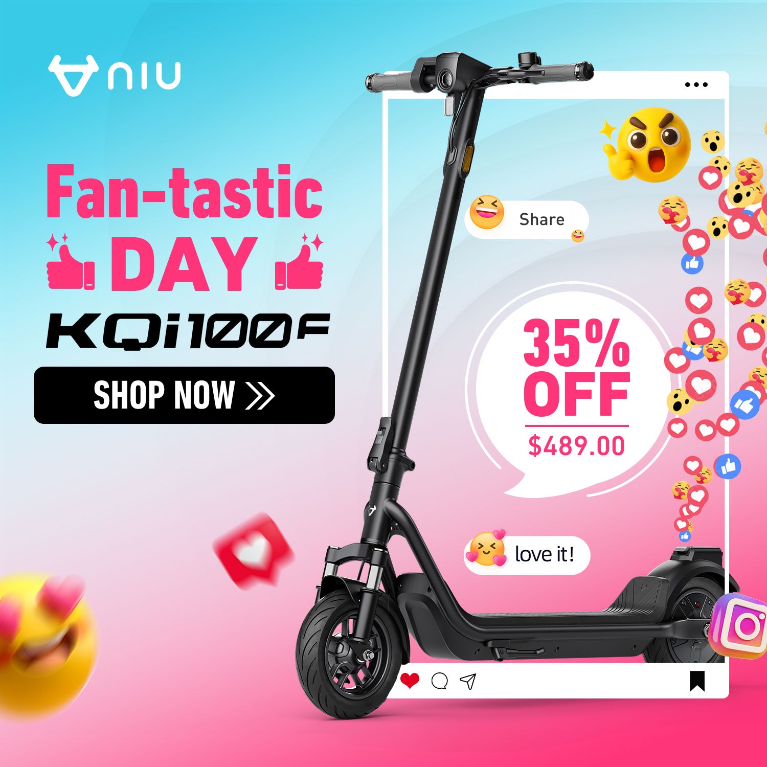 NIU KQi 100F Electric Scooter 28km/h | Range 29km